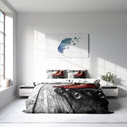 Monohome Skate 3D Temalı Pamuk Saten Çift Kişilik Nevresim Takımı