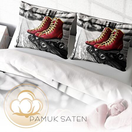 Monohome Skate 3D Temalı Pamuk Saten Çift Kişilik Nevresim Takımı