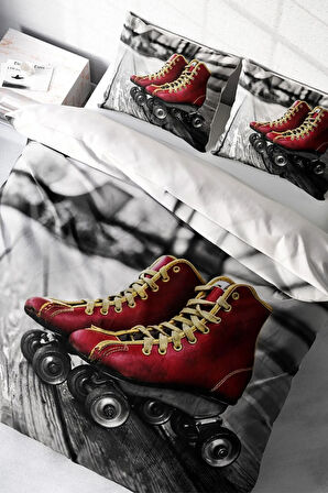 Nevresim Takımı %100 Doğal Pamuk Çift Kişilik 3d Digital Skate