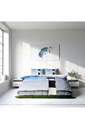 Nevresim Takımı %100 Doğal Pamuk Çift Kişilik 3d Digital Deniz Feneri