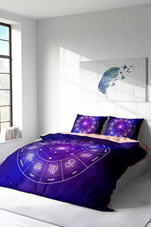 Nevresim Takımı %100 Doğal Pamuk Çift Kişilik 3d Digital Astroloji