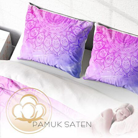 Monohome Violet 3D Temalı Pamuk Saten Çift Kişilik Nevresim Takımı