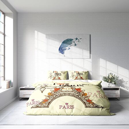 Monohome Paris 3D Temalı Pamuk Saten Çift Kişilik Nevresim Takımı