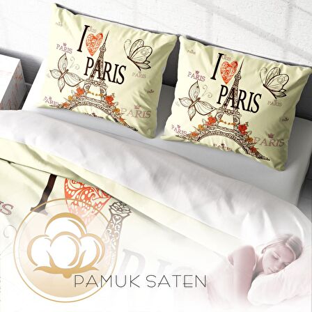 Monohome Paris 3D Temalı Pamuk Saten Çift Kişilik Nevresim Takımı