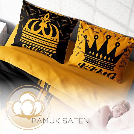 Monohome King-Queen 3D Temalı Pamuk Saten Çift Kişilik Nevresim Takımı