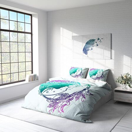 Monohome Moon Ay Temalı Pamuk Saten Çift Kişilik Nevresim Takımı