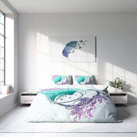 Monohome Moon Ay Temalı Pamuk Saten Çift Kişilik Nevresim Takımı