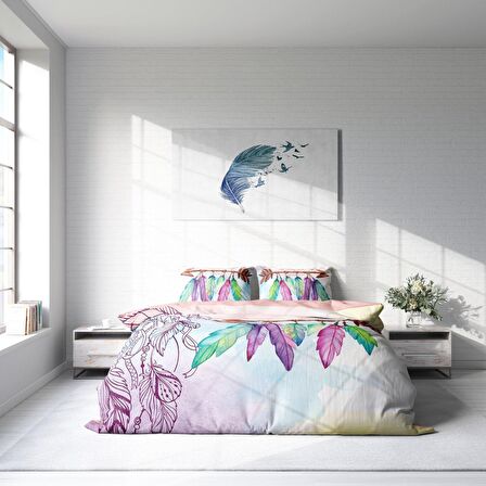 Monohome Sleep 3D Temalı Pamuk Saten Çift Kişilik Nevresim Takımı
