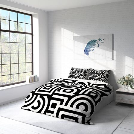 Monohome Geomix Geometrik Pamuk Saten Çift Kişilik Nevresim Takımı