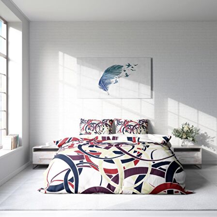 Monohome Rings 3D Temalı Pamuk Saten Çift Kişilik Nevresim Takımı