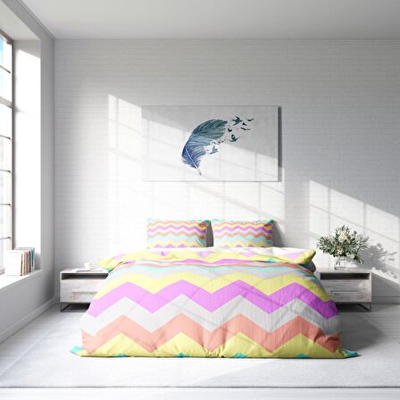Monohome Wave 3D Temalı Pamuk Saten Çift Kişilik Nevresim Takımı