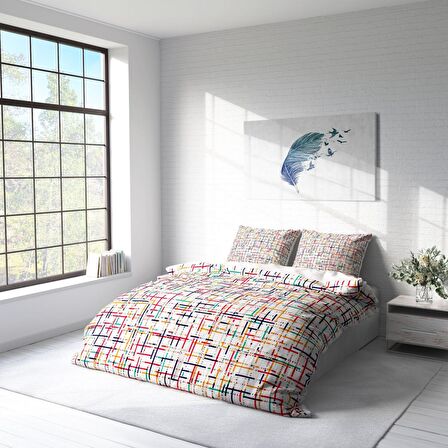Monohome Colorful 3D Temalı Pamuk Saten Çift Kişilik Nevresim Takımı