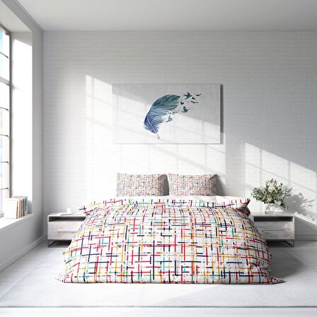 Monohome Colorful 3D Temalı Pamuk Saten Çift Kişilik Nevresim Takımı