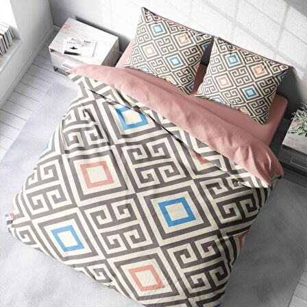 Monohome Geometri Geometrik Pamuk Saten Çift Kişilik Nevresim Takımı