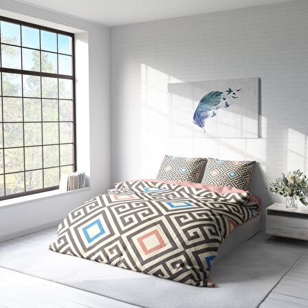 Monohome Geometri Geometrik Pamuk Saten Çift Kişilik Nevresim Takımı