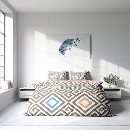 Monohome Geometri Geometrik Pamuk Saten Çift Kişilik Nevresim Takımı