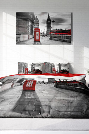 Nevresim Takımı %100 Doğal Pamuk Çift Kişilik 3d Digital London
