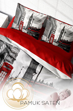 Nevresim Takımı %100 Doğal Pamuk Çift Kişilik 3d Digital London