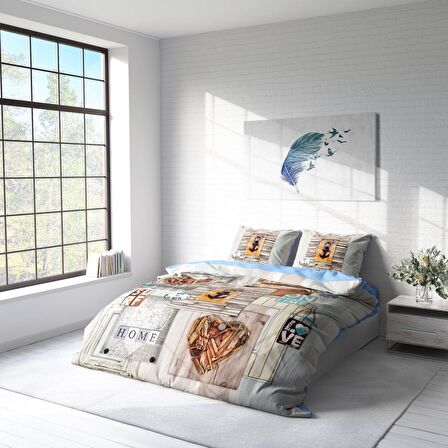 Monohome La Mer Deniz Temalı Pamuk Saten Çift Kişilik Nevresim Takımı