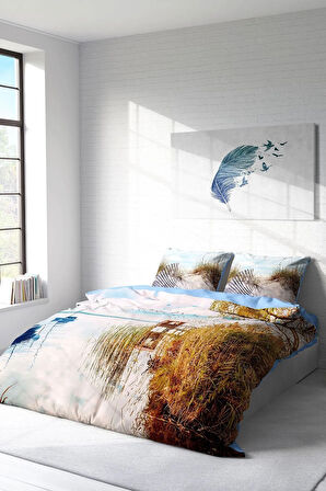 Nevresim Takımı %100 Doğal Pamuk Çift Kişilik 3d Digital Reeds