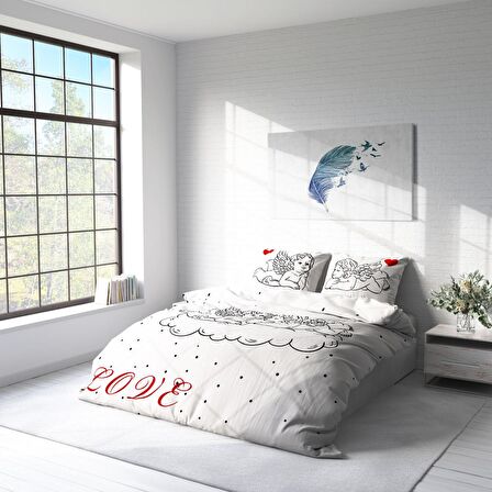 Monohome Angel 3D Temalı Pamuk Saten Çift Kişilik Nevresim Takımı