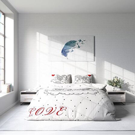 Monohome Angel 3D Temalı Pamuk Saten Çift Kişilik Nevresim Takımı