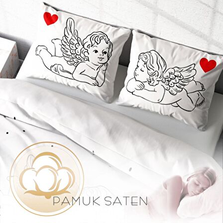 Monohome Angel 3D Temalı Pamuk Saten Çift Kişilik Nevresim Takımı