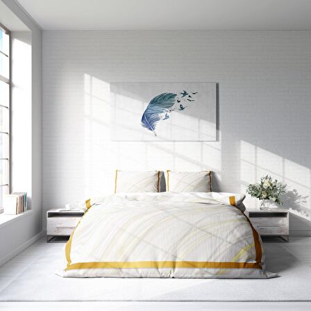 Monohome White 3D Temalı Pamuk Saten Çift Kişilik Nevresim Takımı