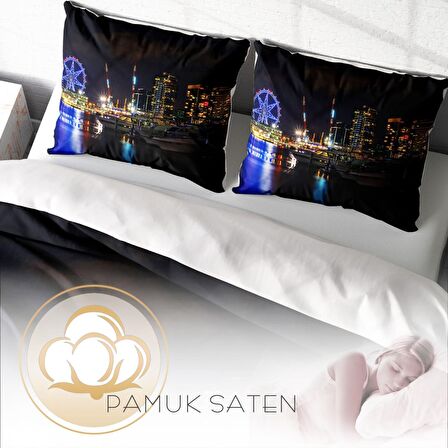 Monohome Harbor 3D Temalı Pamuk Saten Çift Kişilik Nevresim Takımı