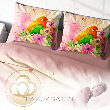 Monohome Birdnest 3D Temalı Pamuk Saten Çift Kişilik Nevresim Takımı