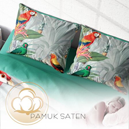 Monohome Parworld Hayvan Figürlü Pamuk Saten Çift Kişilik Nevresim Takımı