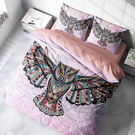 Monohome Mr.Owl Hayvan Figürlü Pamuk Saten Çift Kişilik Nevresim Takımı