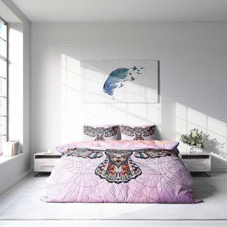 Monohome Mr.Owl Hayvan Figürlü Pamuk Saten Çift Kişilik Nevresim Takımı