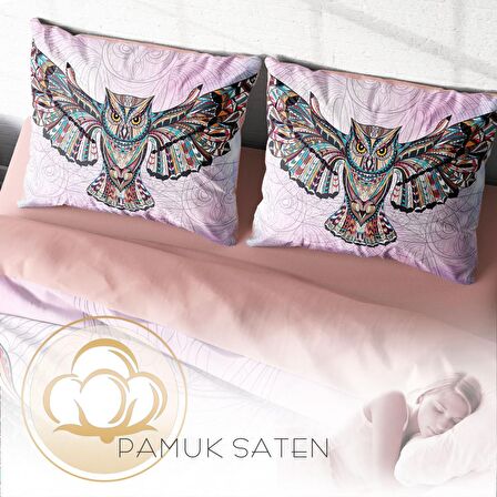 Monohome Mr.Owl Hayvan Figürlü Pamuk Saten Çift Kişilik Nevresim Takımı