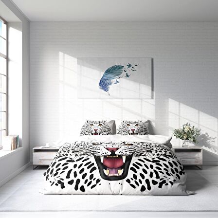 Monohome Leopard Hayvan Figürlü Pamuk Saten Çift Kişilik Nevresim Takımı