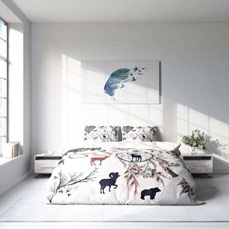 Monohome Calmness 3D Temalı Pamuk Saten Çift Kişilik Nevresim Takımı