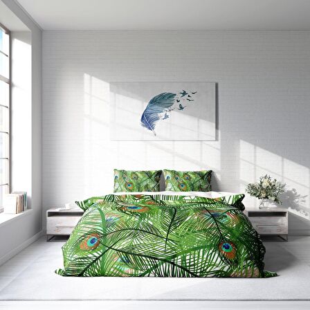 Monohome Feathers Kuş Tüylü Pamuk Saten Çift Kişilik Nevresim Takımı