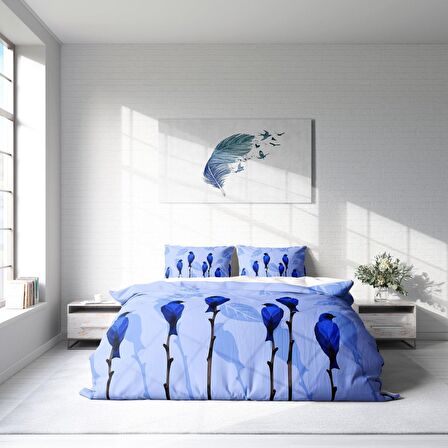 Monohome BlueBird 3D Temalı Pamuk Saten Çift Kişilik Nevresim Takımı