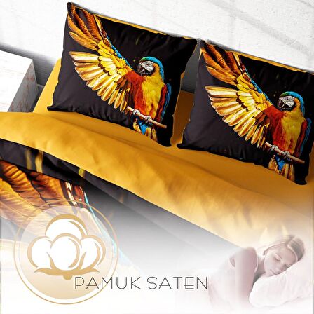 Monohome Parrot Hayvan Figürlü Pamuk Saten Çift Kişilik Nevresim Takımı