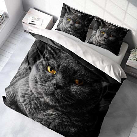 Monohome Batcat 3D Temalı Pamuk Saten Çift Kişilik Nevresim Takımı