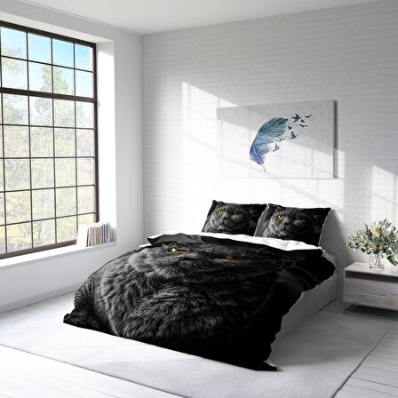 Monohome Batcat 3D Temalı Pamuk Saten Çift Kişilik Nevresim Takımı