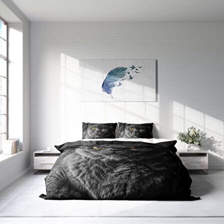 Monohome Batcat 3D Temalı Pamuk Saten Çift Kişilik Nevresim Takımı