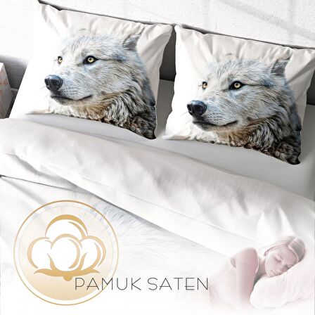 Monohome Wolf 3D Temalı Pamuk Saten Çift Kişilik Nevresim Takımı