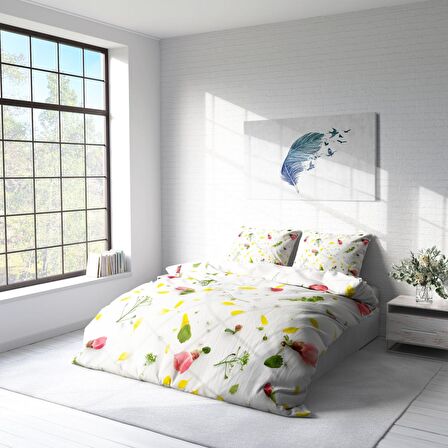 Monohome Garden Çiçekli Pamuk Saten Çift Kişilik Nevresim Takımı