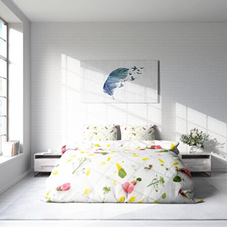 Monohome Garden Çiçekli Pamuk Saten Çift Kişilik Nevresim Takımı