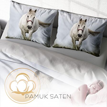 Monohome Horse Hayvan Figürlü Pamuk Saten Çift Kişilik Nevresim Takımı