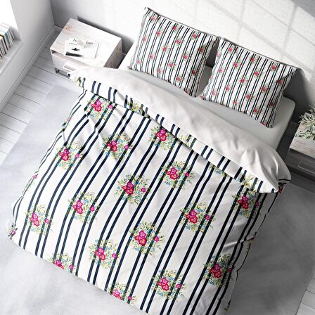 Monohome Ribbon 3D Temalı Pamuk Saten Çift Kişilik Nevresim Takımı