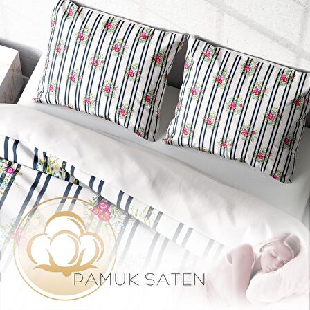 Monohome Ribbon 3D Temalı Pamuk Saten Çift Kişilik Nevresim Takımı