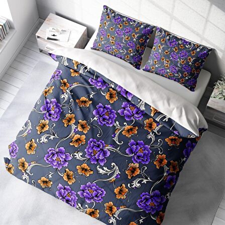 Monohome Floral Çiçekli Pamuk Saten Çift Kişilik Nevresim Takımı