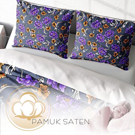 Monohome Floral Çiçekli Pamuk Saten Çift Kişilik Nevresim Takımı